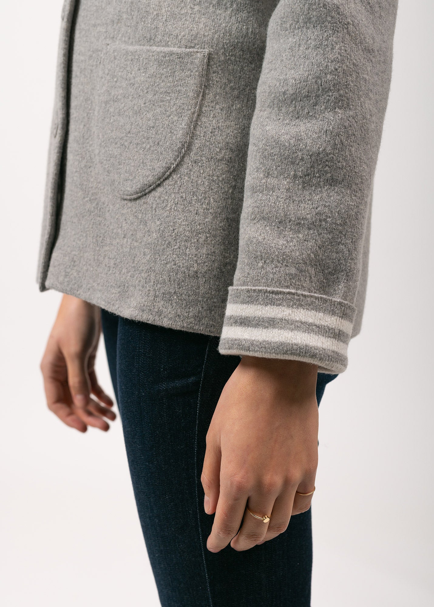 NASHVILLE Short Buttoned Jacket (LIGHT GREY / WINTER WHITE)