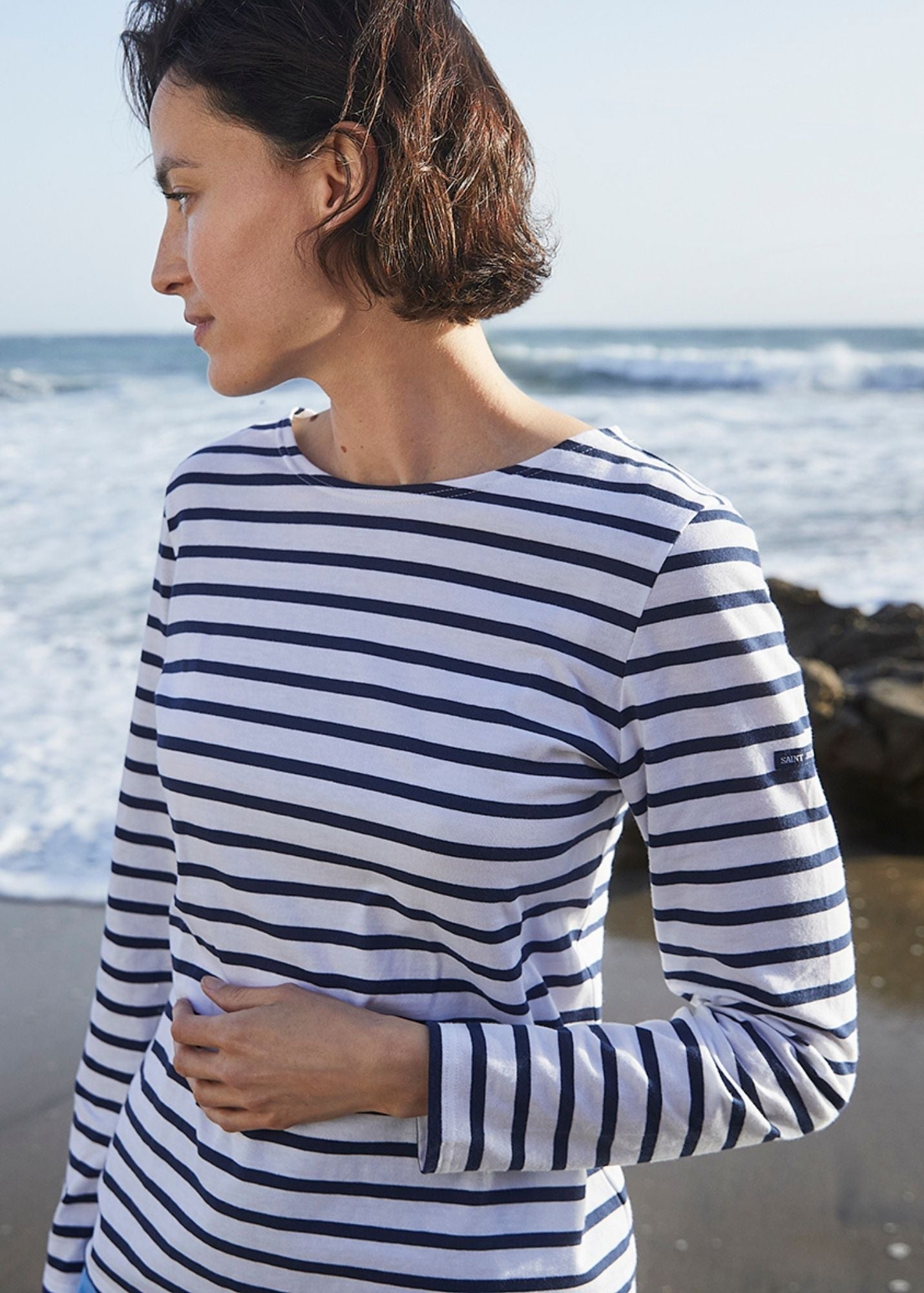 MINQUIDAME Breton Shirt (WHITE / NAVY)
