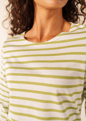 MINQUIDAME Breton Shirt  (WHITE / SAGE OLIVE)