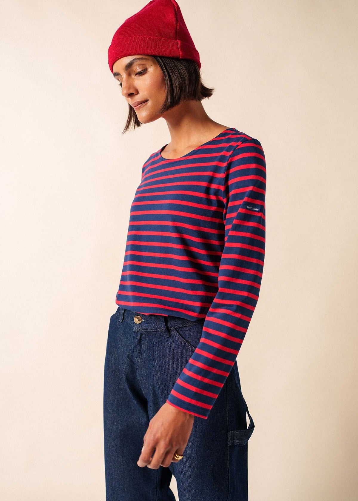 MINQUIDAME Breton Shirt (NAVY / RED)