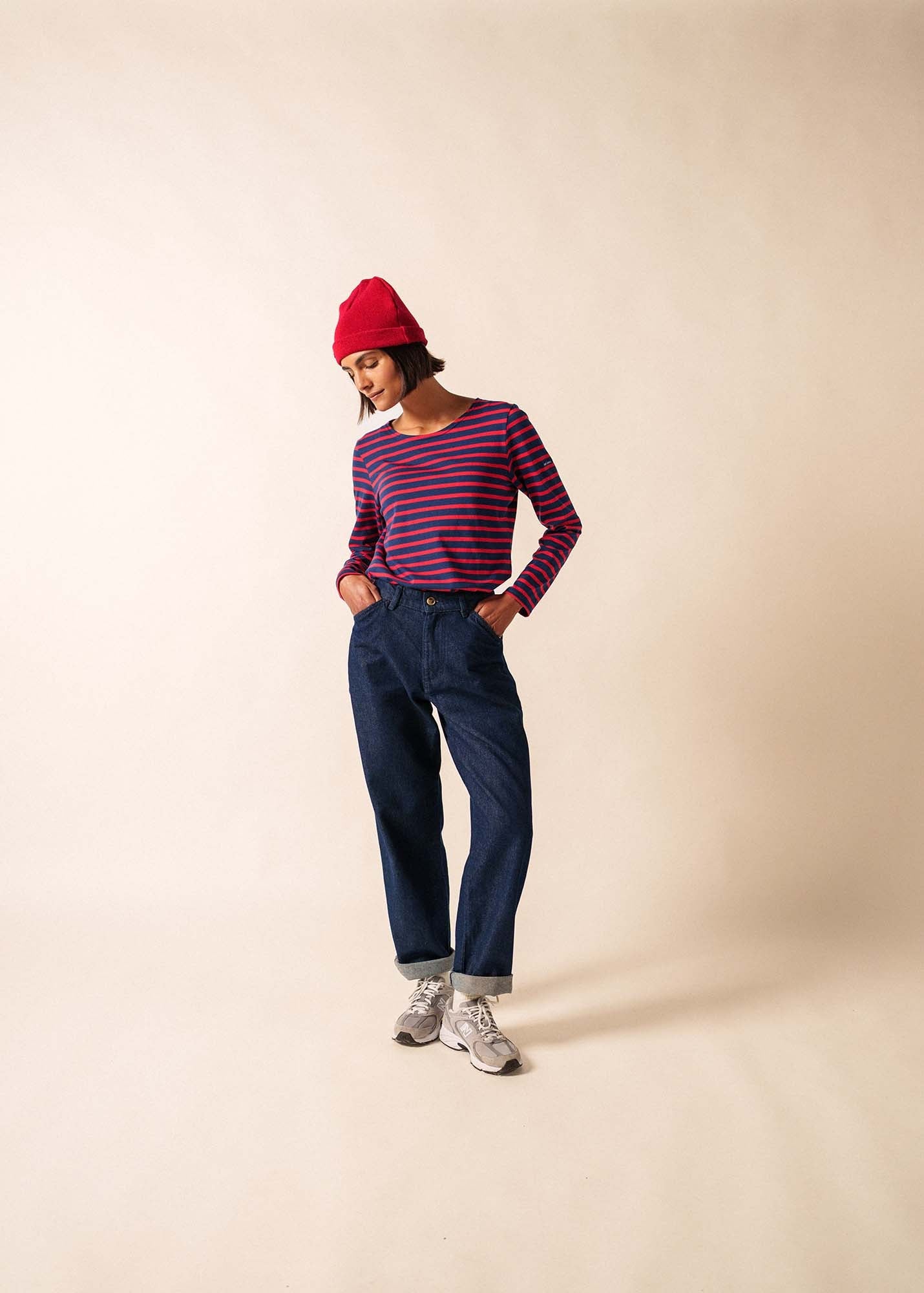 MINQUIDAME Breton Shirt (NAVY / RED)