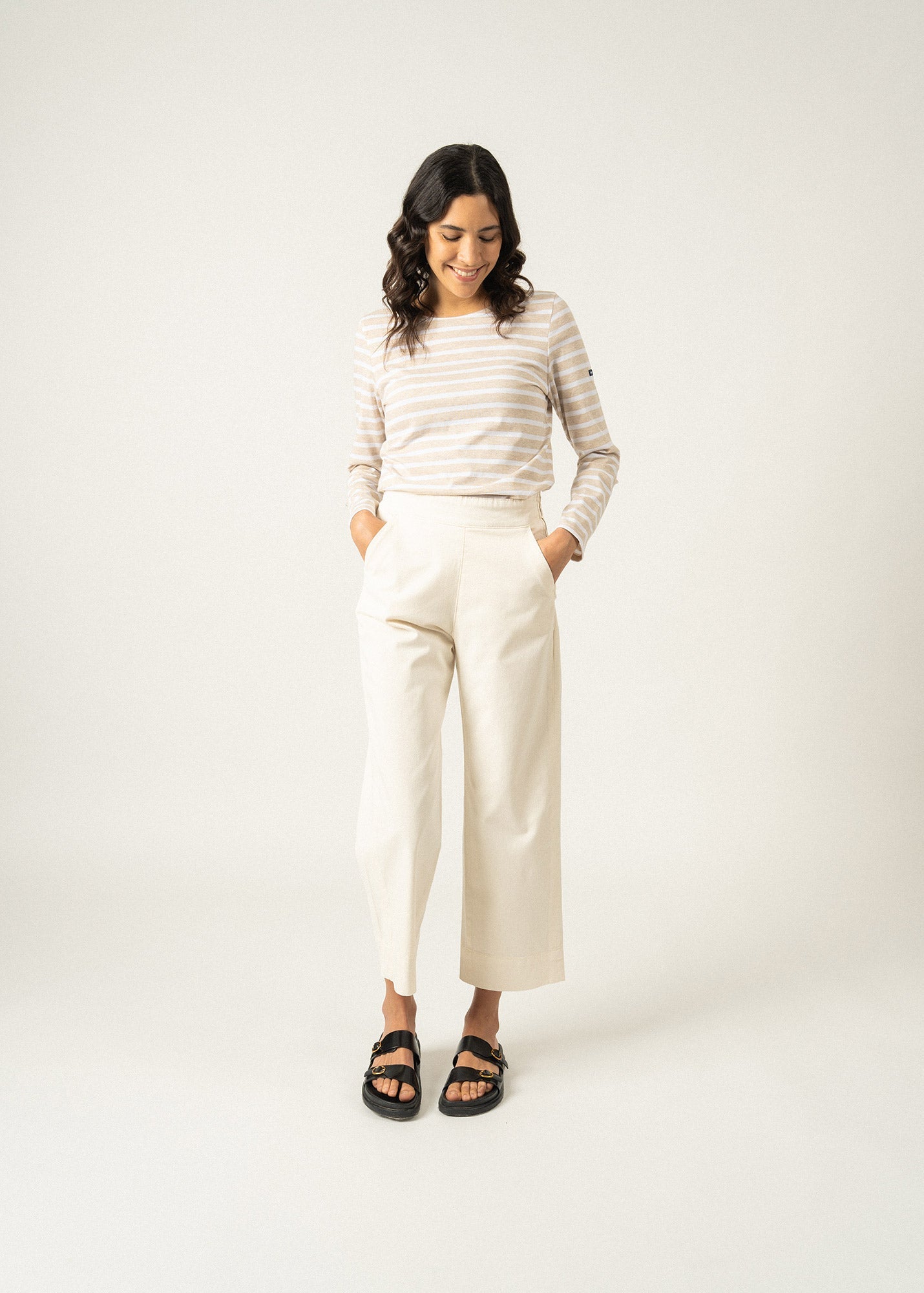 MINQUIDAME Breton Shirt (OATMEAL / WHITE)