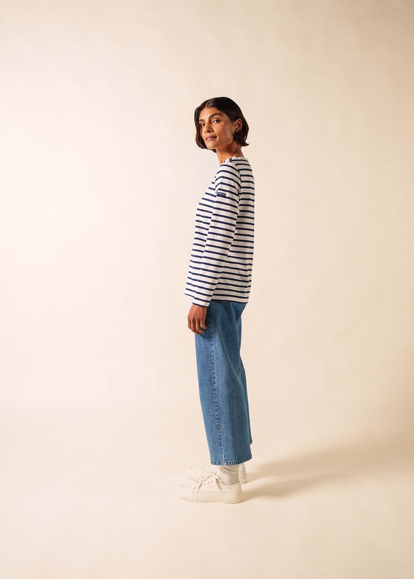 MINQUIDAME Breton Shirt (WHITE / NAVY)