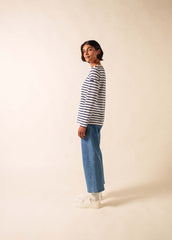 MINQUIDAME Breton Shirt (WHITE / NAVY)