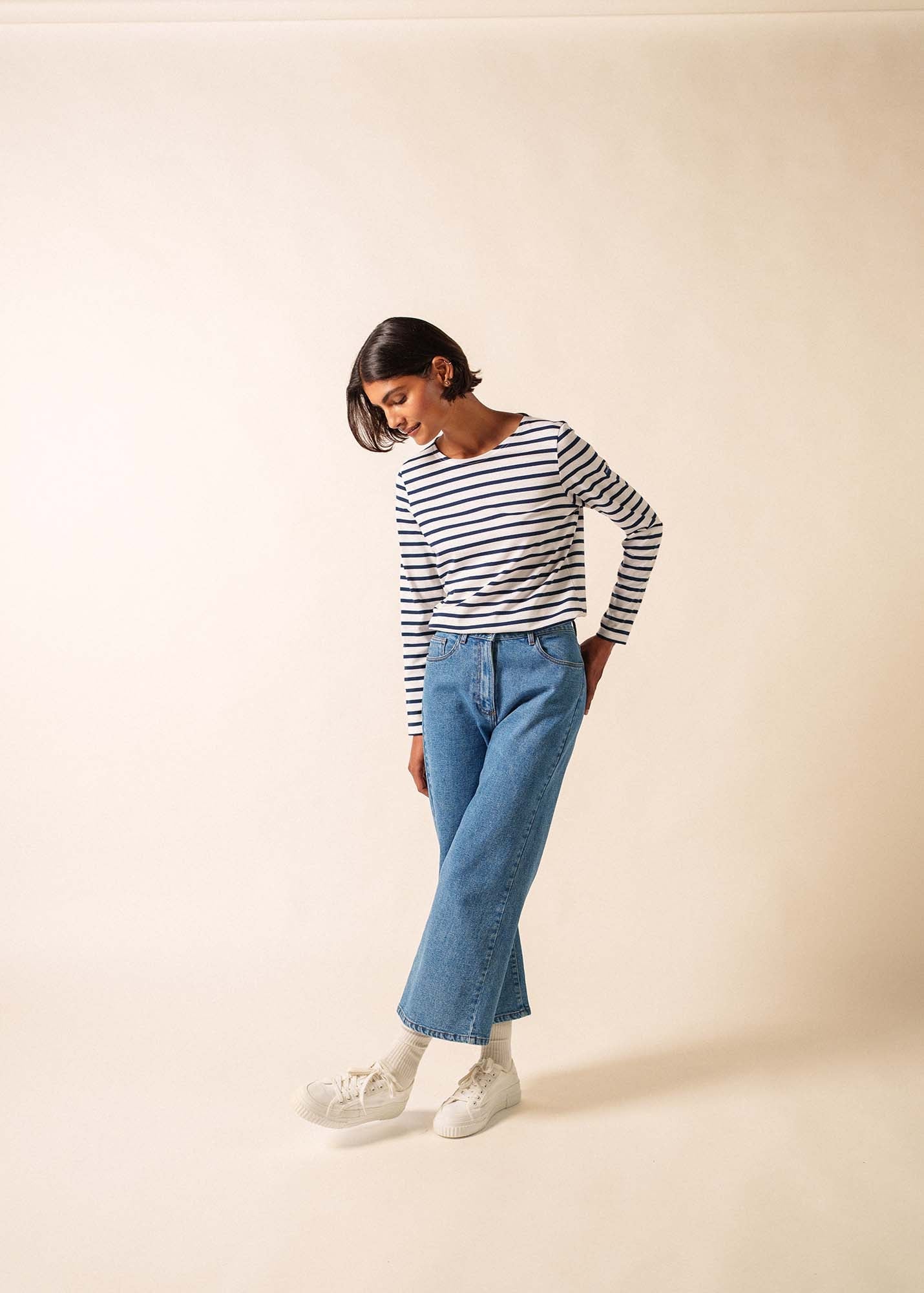 MINQUIDAME Breton Shirt (WHITE / NAVY)