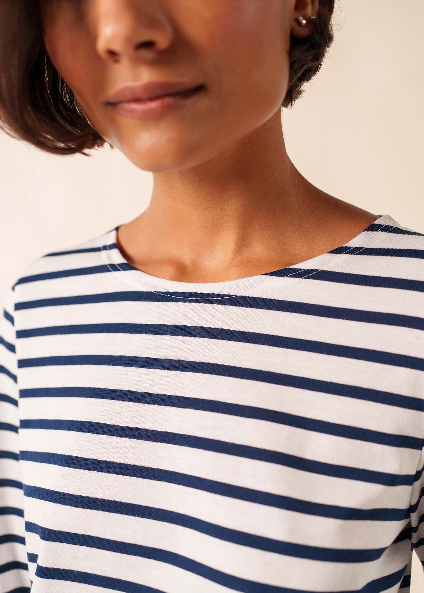 MINQUIDAME Breton Shirt (WHITE / NAVY)