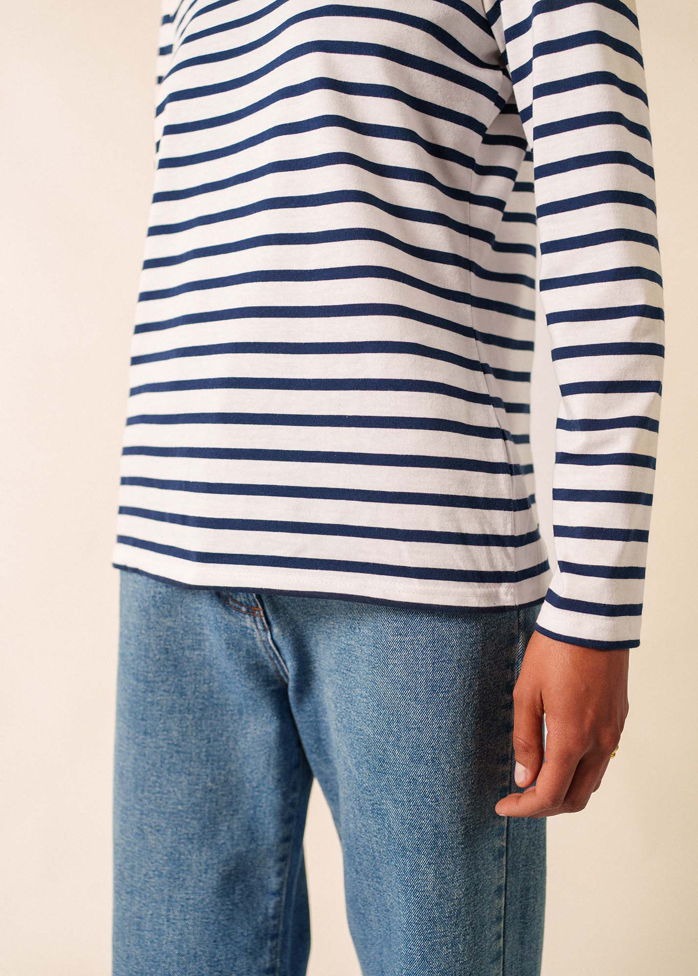 MINQUIDAME Breton Shirt (WHITE / NAVY)