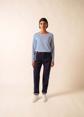 MINQUIDAME Breton Shirt (WHITE / ROYAL BLUE)