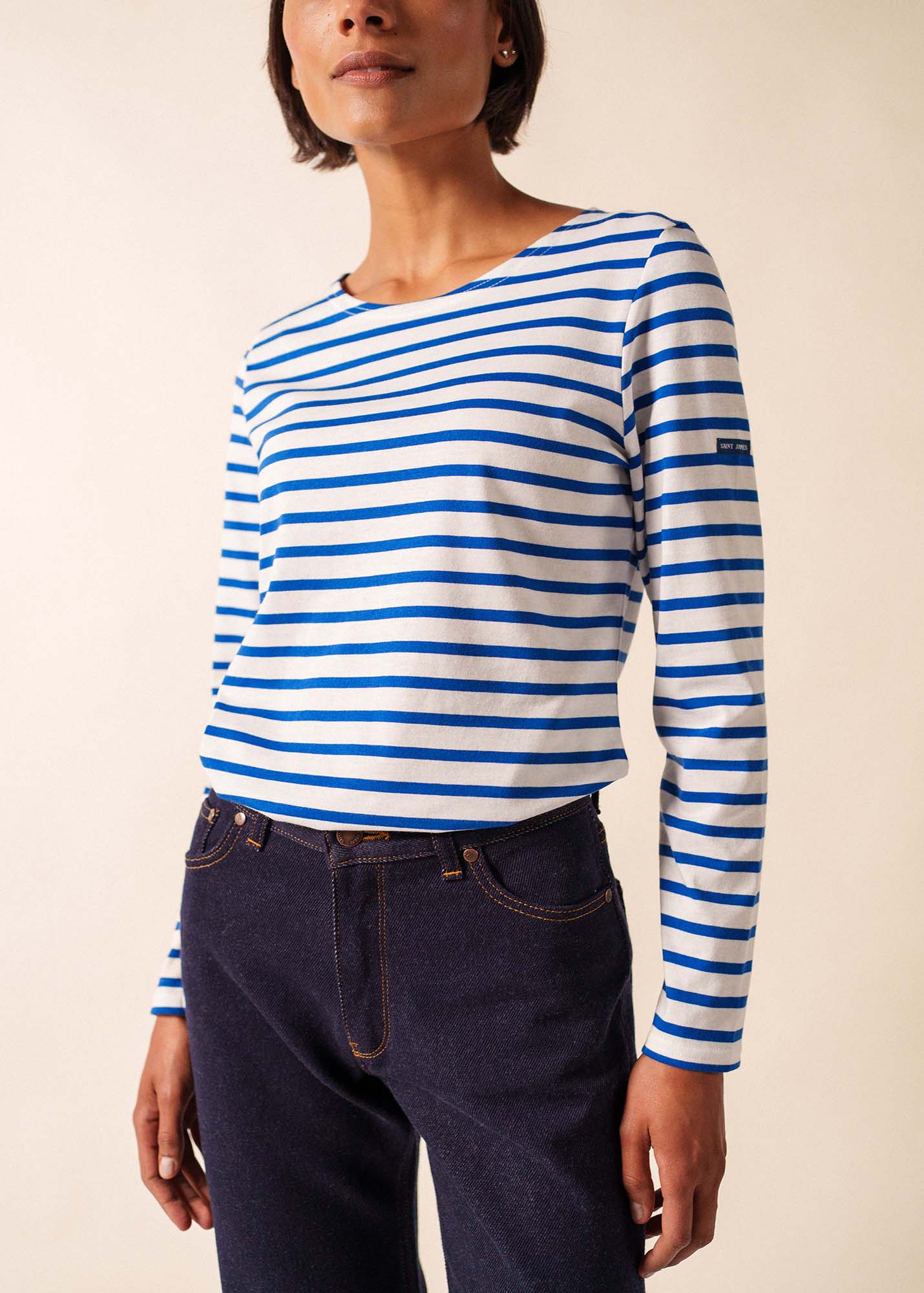 MINQUIDAME Breton Shirt (WHITE / ROYAL BLUE)