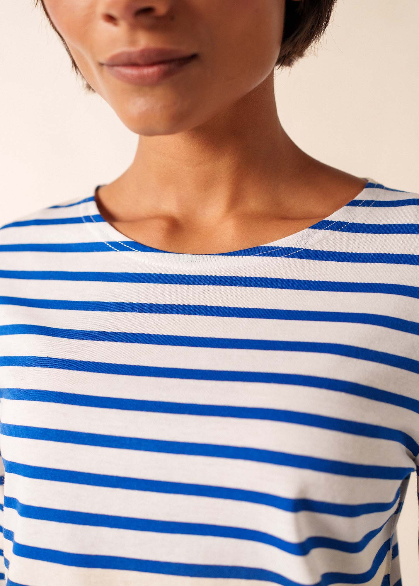 MINQUIDAME Breton Shirt (WHITE / ROYAL BLUE)