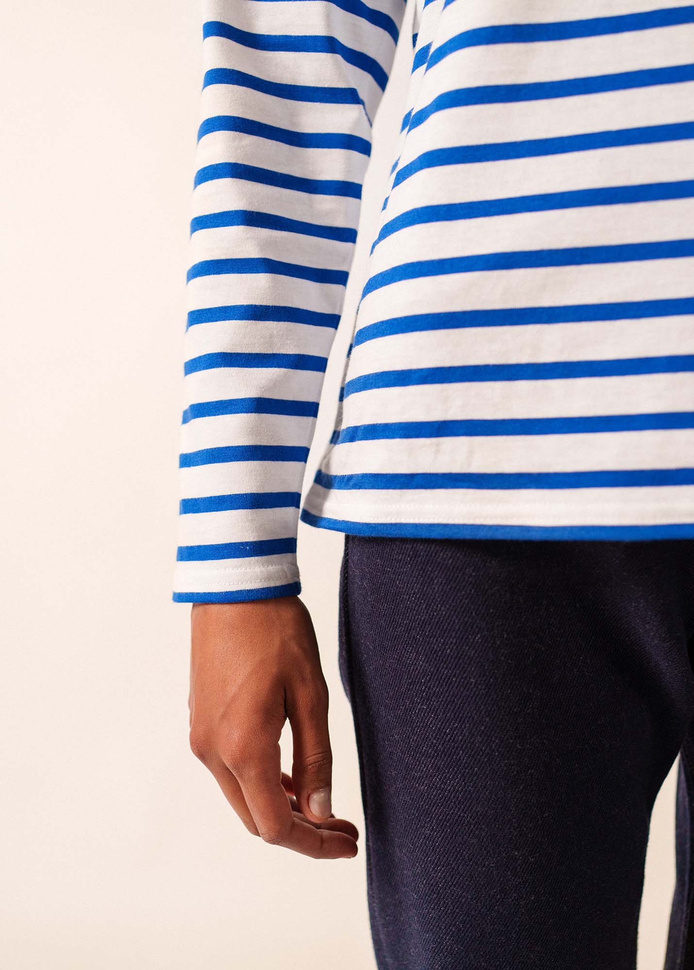 MINQUIDAME Breton Shirt (WHITE / ROYAL BLUE)