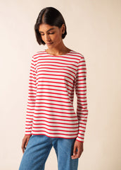 MINQUIDAME Breton Shirt (WHITE / RED)