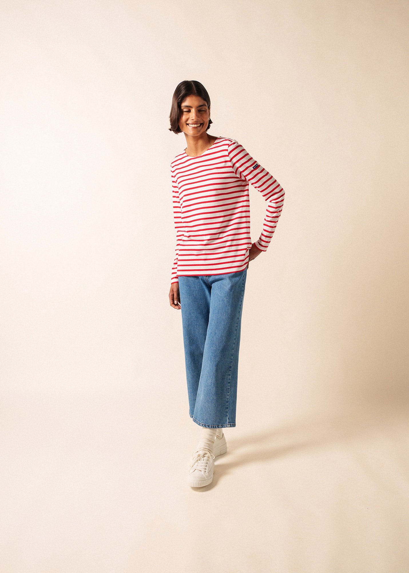 MINQUIDAME Breton Shirt (WHITE / RED)