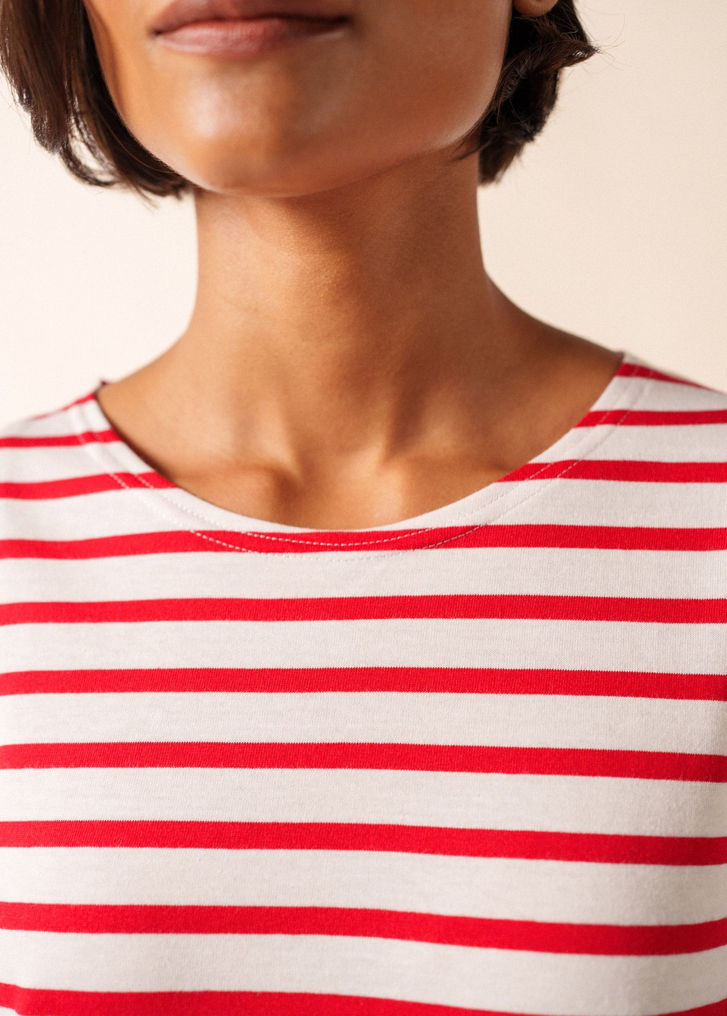 MINQUIDAME Breton Shirt (WHITE / RED)