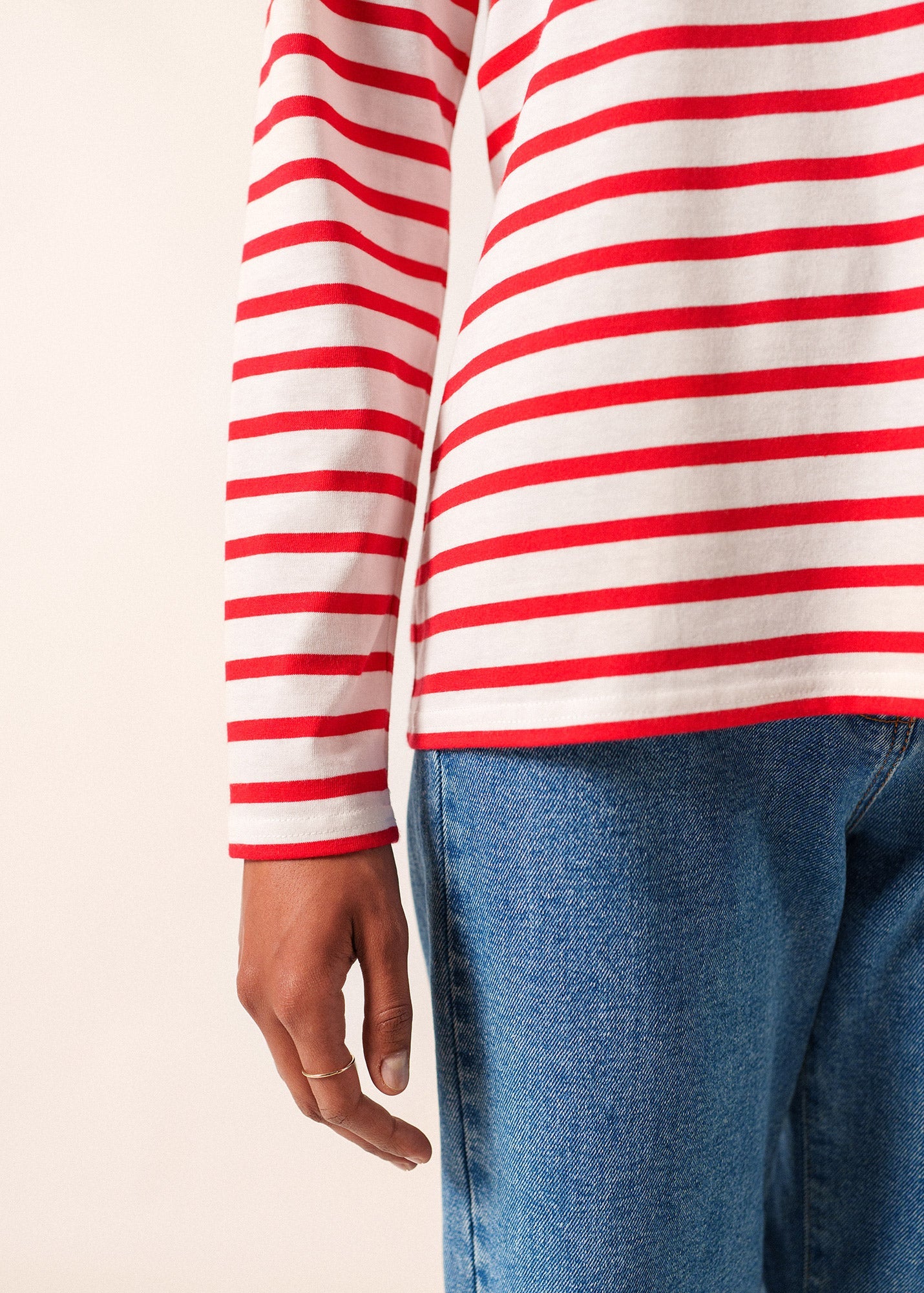 MINQUIDAME Breton Shirt (WHITE / RED)