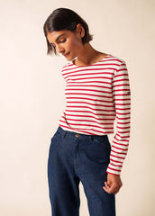 MINQUIDAME Breton Shirt (ECRU / MAROON)