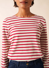 MINQUIDAME Breton Shirt (ECRU / MAROON)