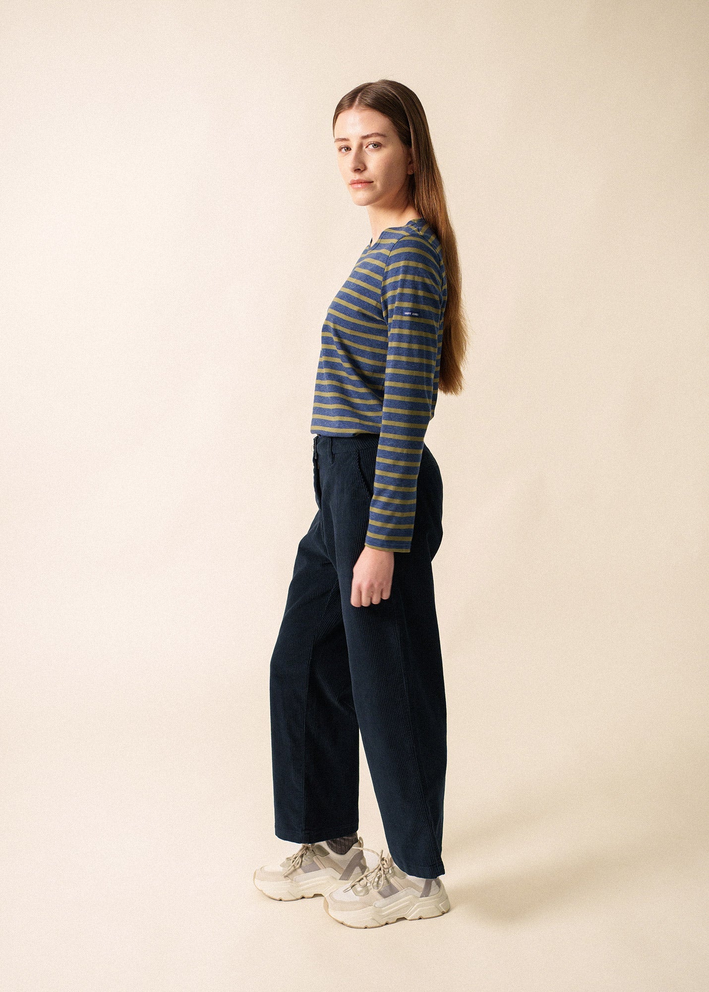 MINQUIDAME Breton Shirt (DENIM BLUE / OLIVE GREEN)
