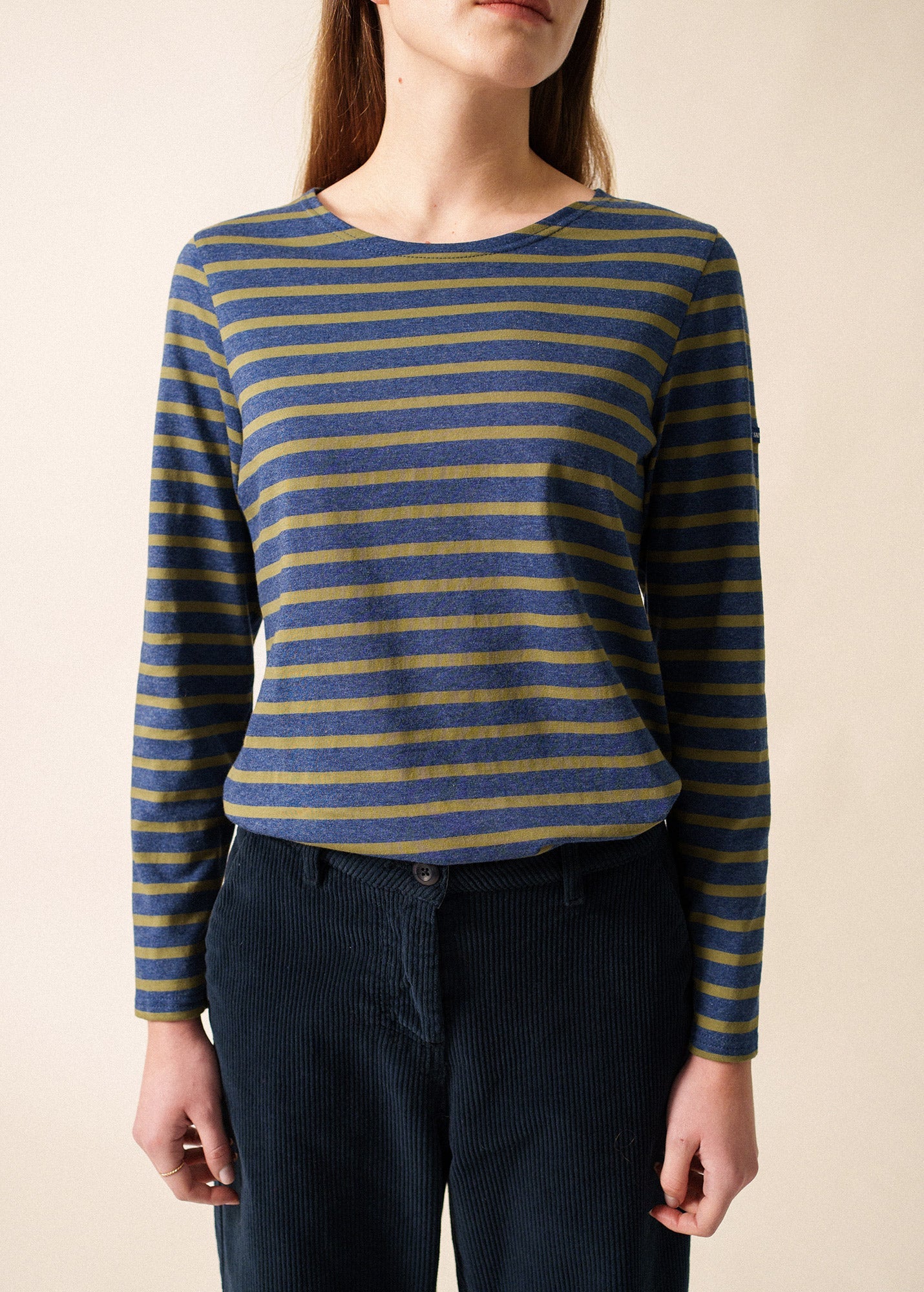 MINQUIDAME Breton Shirt (DENIM BLUE / OLIVE GREEN)