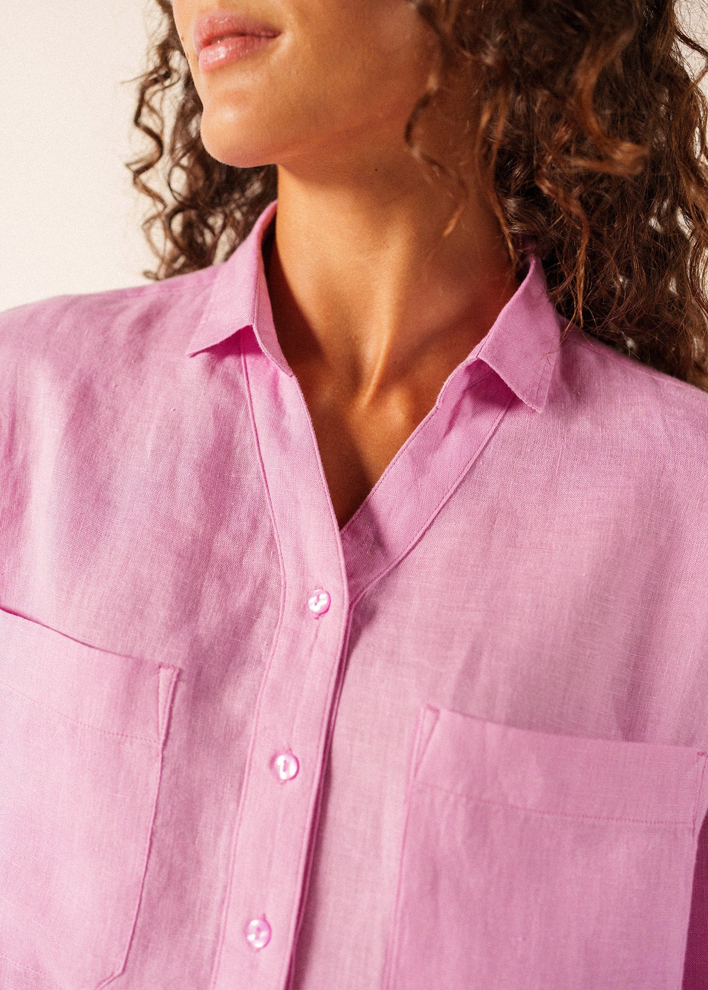 CHARLENE Linen Shirt (TEA ROSE PINK)