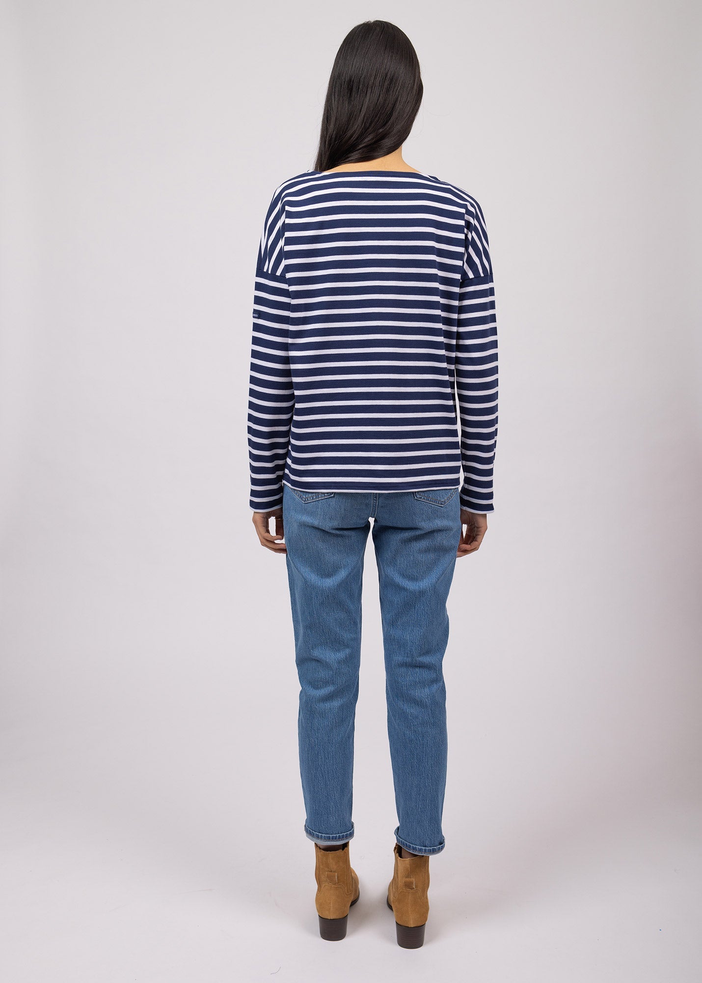 MINQUIERS DROP II Drop-Shoulder Breton Shirt (NAVY / WHITE)