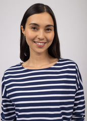 MINQUIERS DROP II Drop-Shoulder Breton Shirt (NAVY / WHITE)