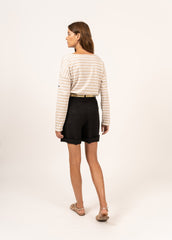 MINQUIERS DROP II Drop-Shoulder Breton Shirt (OATMEAL / WHITE)