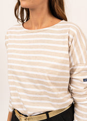 MINQUIERS DROP II Drop-Shoulder Breton Shirt (OATMEAL / WHITE)