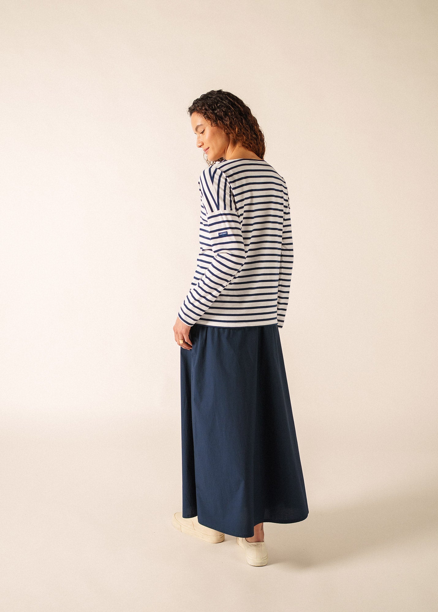 MINQUIERS DROP II Drop-Shoulder Breton Shirt (WHITE / NAVY)