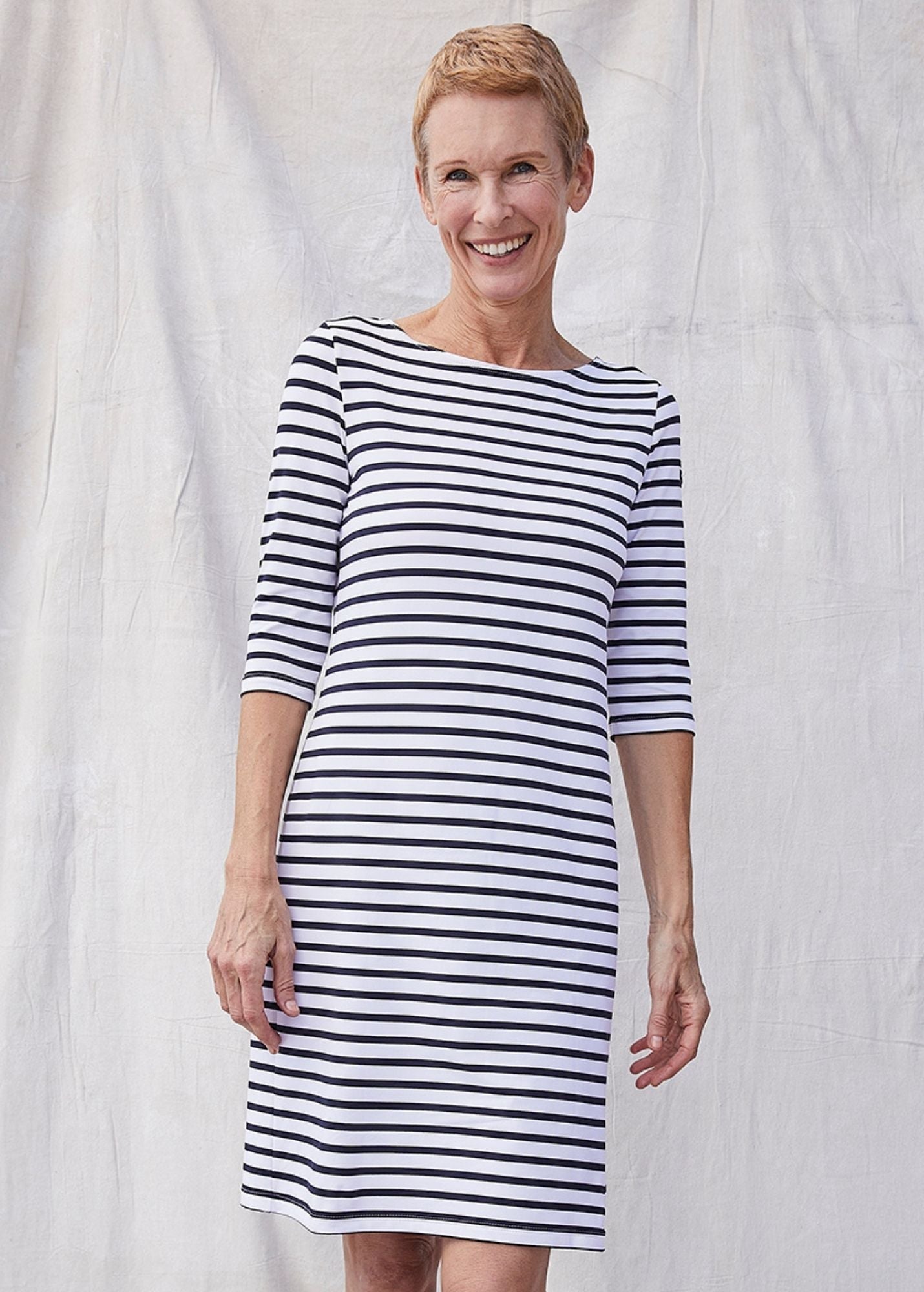 PROPRIANO Anti-Uv Nautical Dress (WHITE / NAVY)