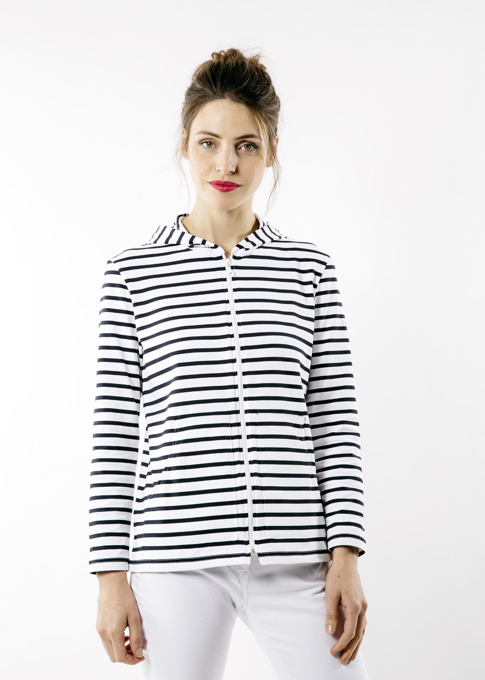 PLOUGASTEL II Striped Hoodie (WHITE / NAVY)