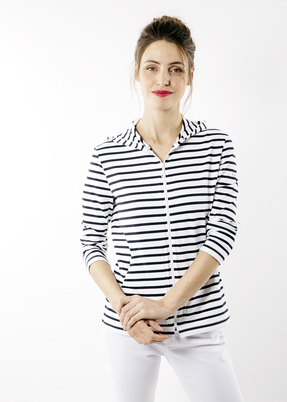 PLOUGASTEL II Striped Hoodie (WHITE / NAVY)