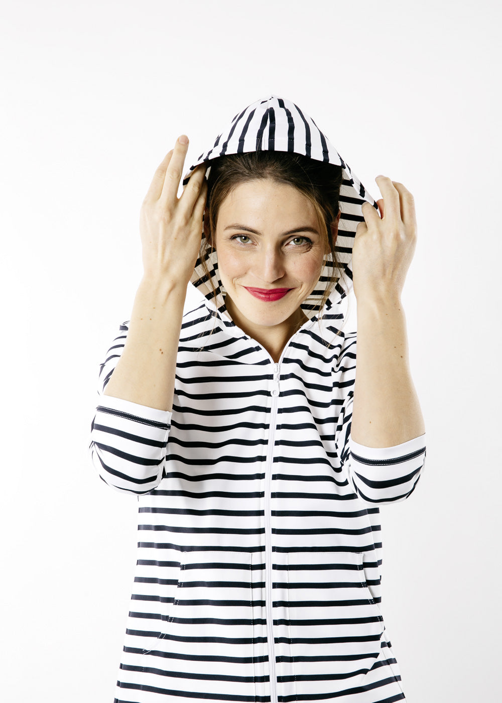 PLOUGASTEL II Striped Hoodie (WHITE / NAVY)