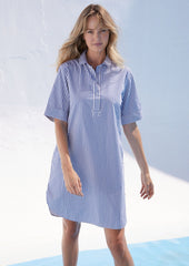 LEONIE Shirt Dress (WHITE / BLUE)