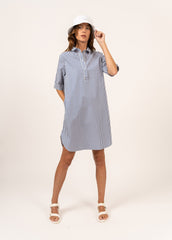 LEONIE Shirt Dress (WHITE / BLUE)