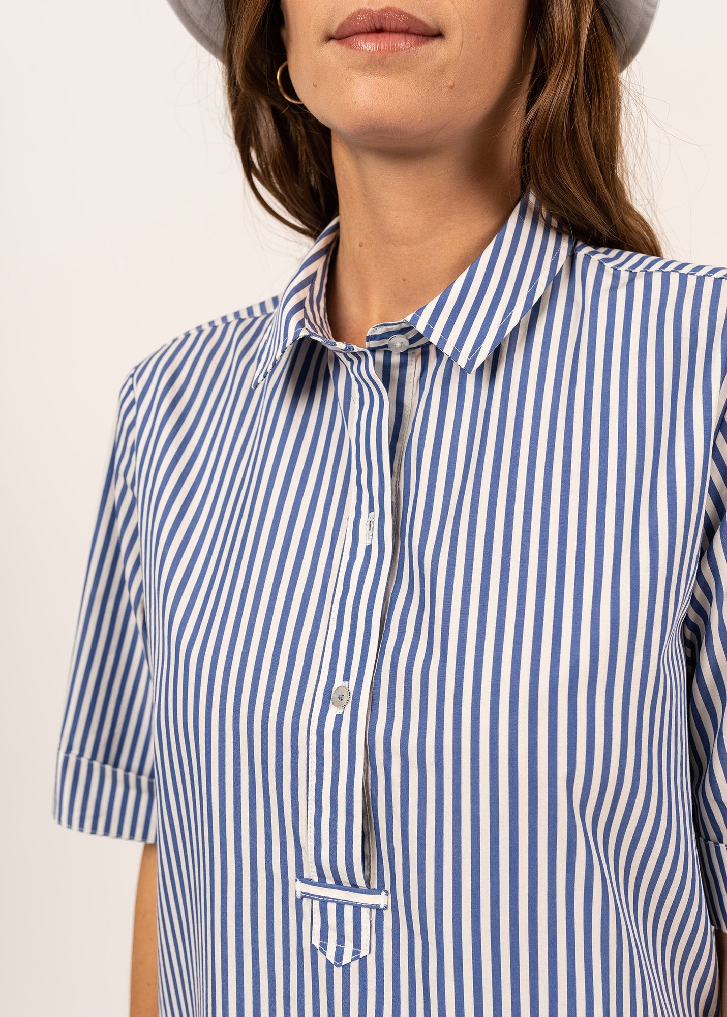 LEONIE Shirt Dress (WHITE / BLUE)