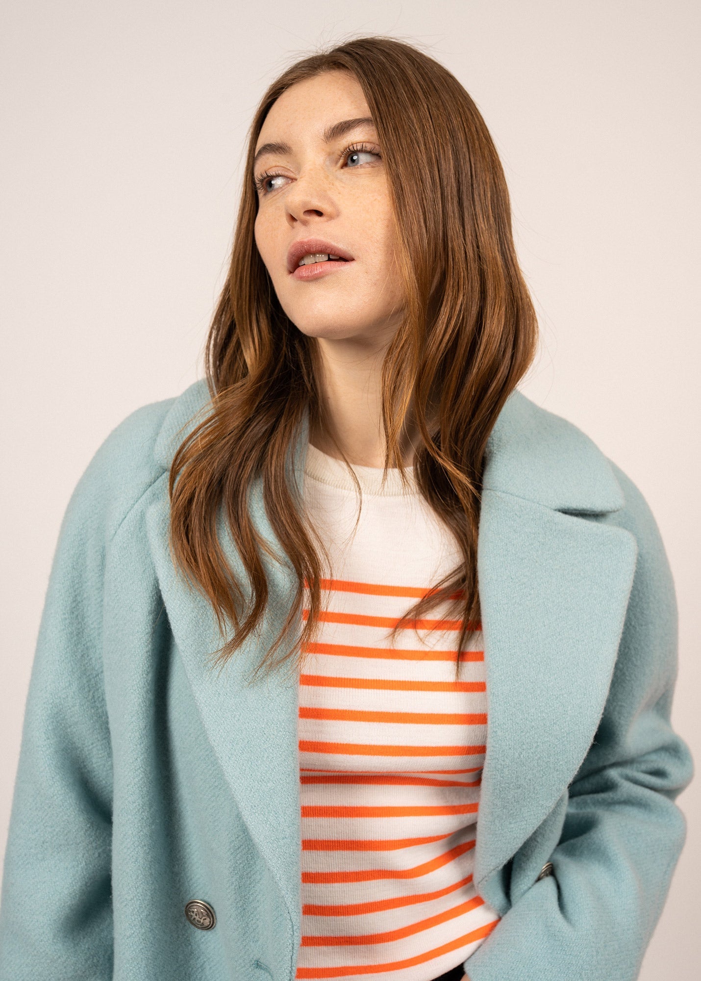 ST LAURENE Long Wool Coat (JADE)