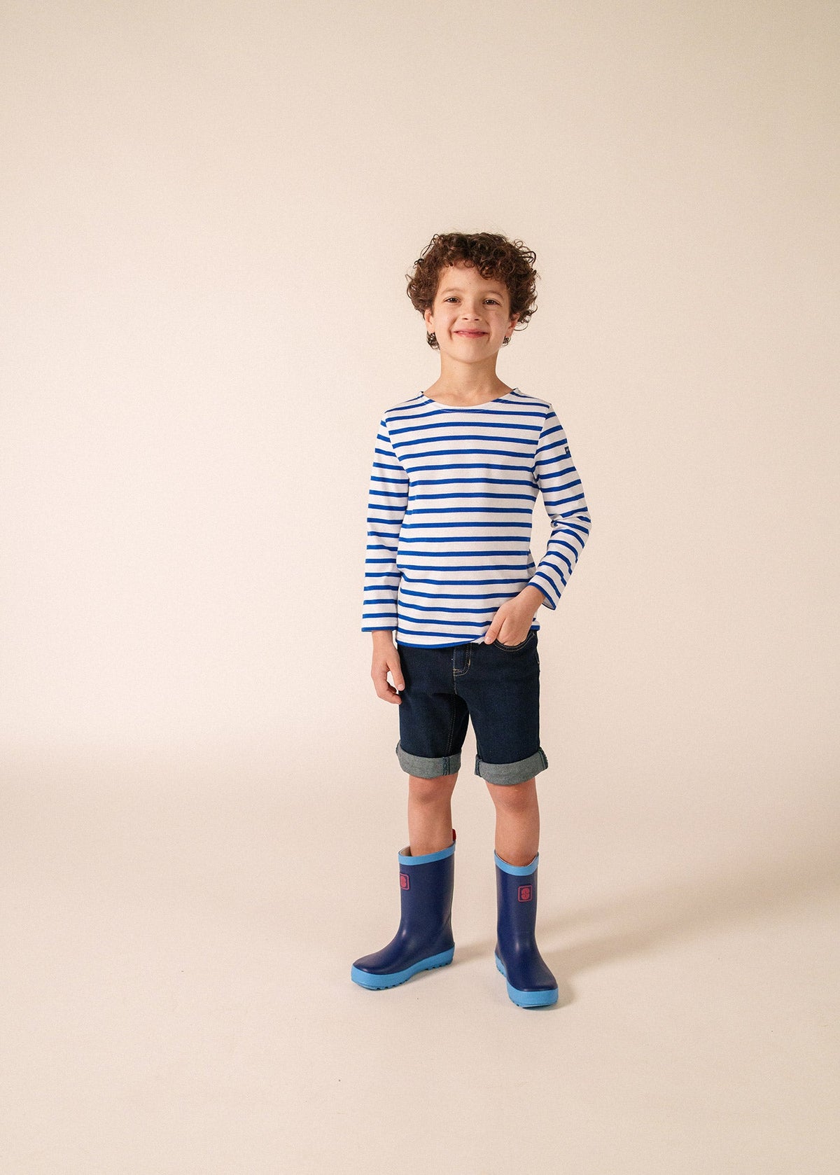 MINQUIERS KIDS Breton Shirt (WHITE / ROYAL BLUE)