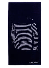 Striped sweater motif beach towel (BLUE)