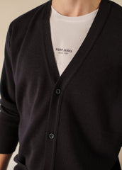 GUINGAMP II soft merino wool cardigan (NAVY)