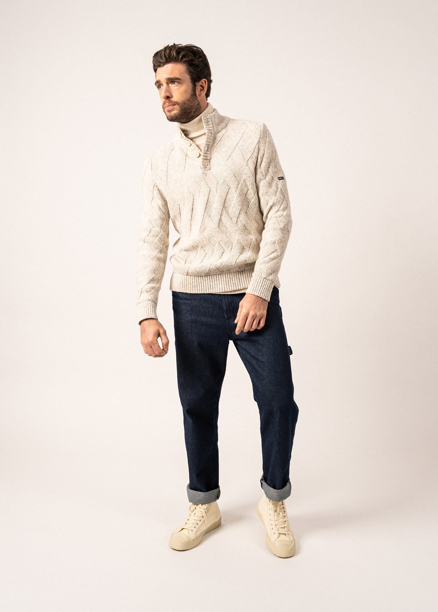 NEUCHATEL Henley Sweater (LIGHT GRAY MELANGE)