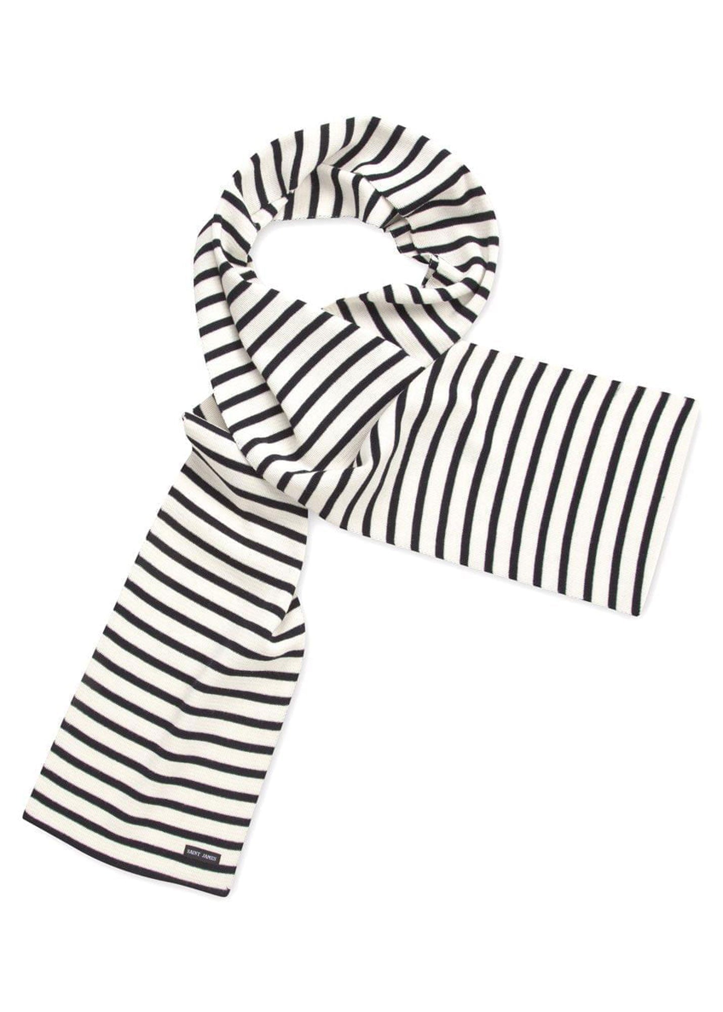 DUGUAY Striped Wool Scarf  (IVORY / NAVY)