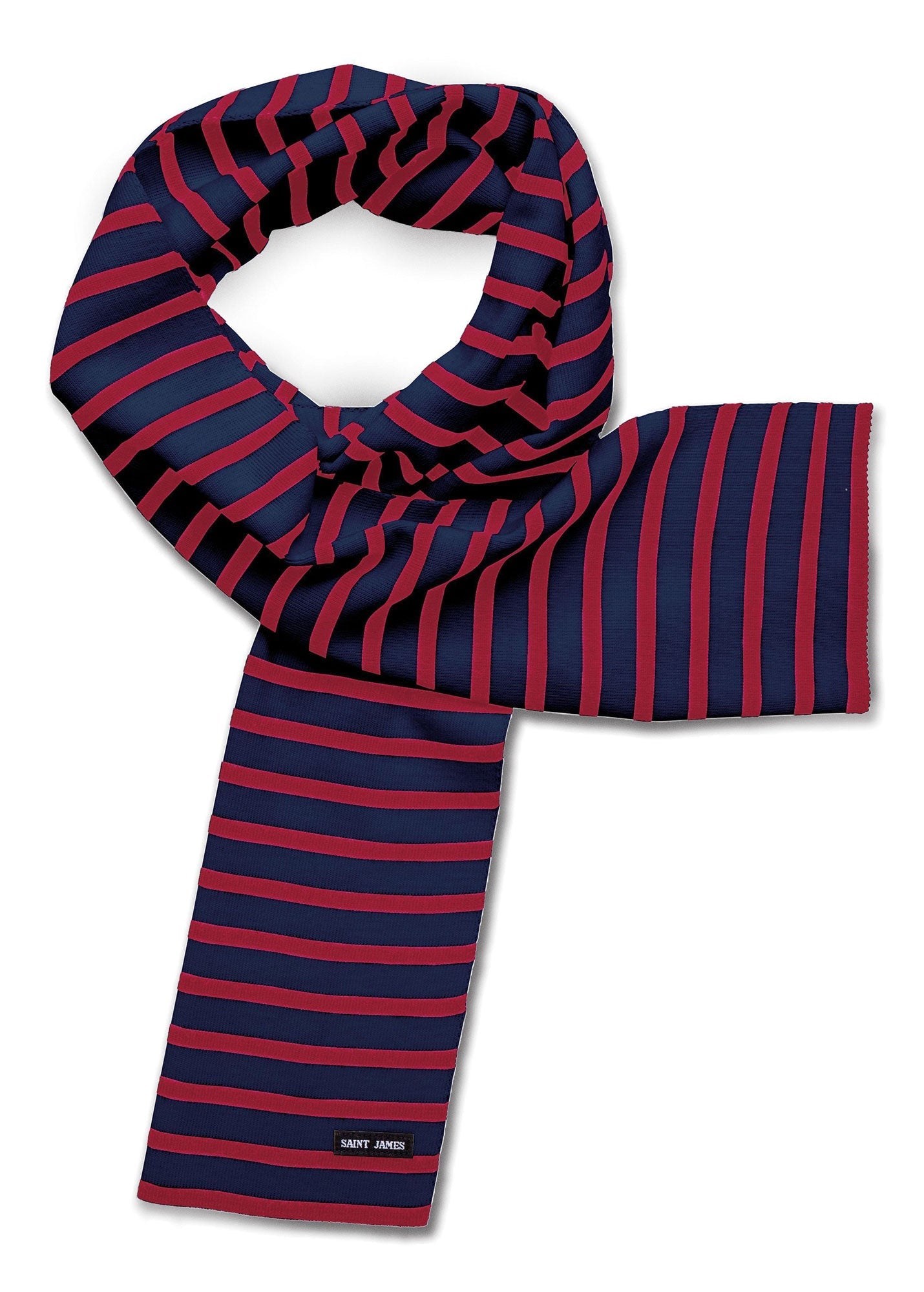 DUGUAY Striped Wool Scarf  (NAVY / RED)