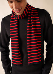DUGUAY Striped Wool Scarf  (NAVY / RED)