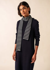 DUGUAY Striped Wool Scarf  (NAVY / IVORY)