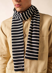 DUGUAY Striped Wool Scarf  (NAVY / IVORY)