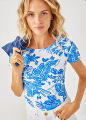 LILLY PULITZER x GARDE-COTE - Short-Sleeve Stretch Top with Exclusive Lilly Print (SOLEIL AZUR BLUE)