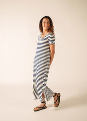 EZE Midi Dress (ECRU / NAVY)