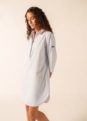 BENEDICTE II Pinstriped Shirt Dress (SKYLIGHT BLUE / WHITE / TEA ROSE PINK)