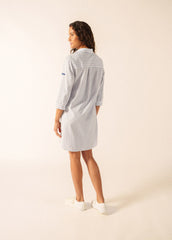 BENEDICTE II Pinstriped Shirt Dress (SKYLIGHT BLUE / WHITE / TEA ROSE PINK)